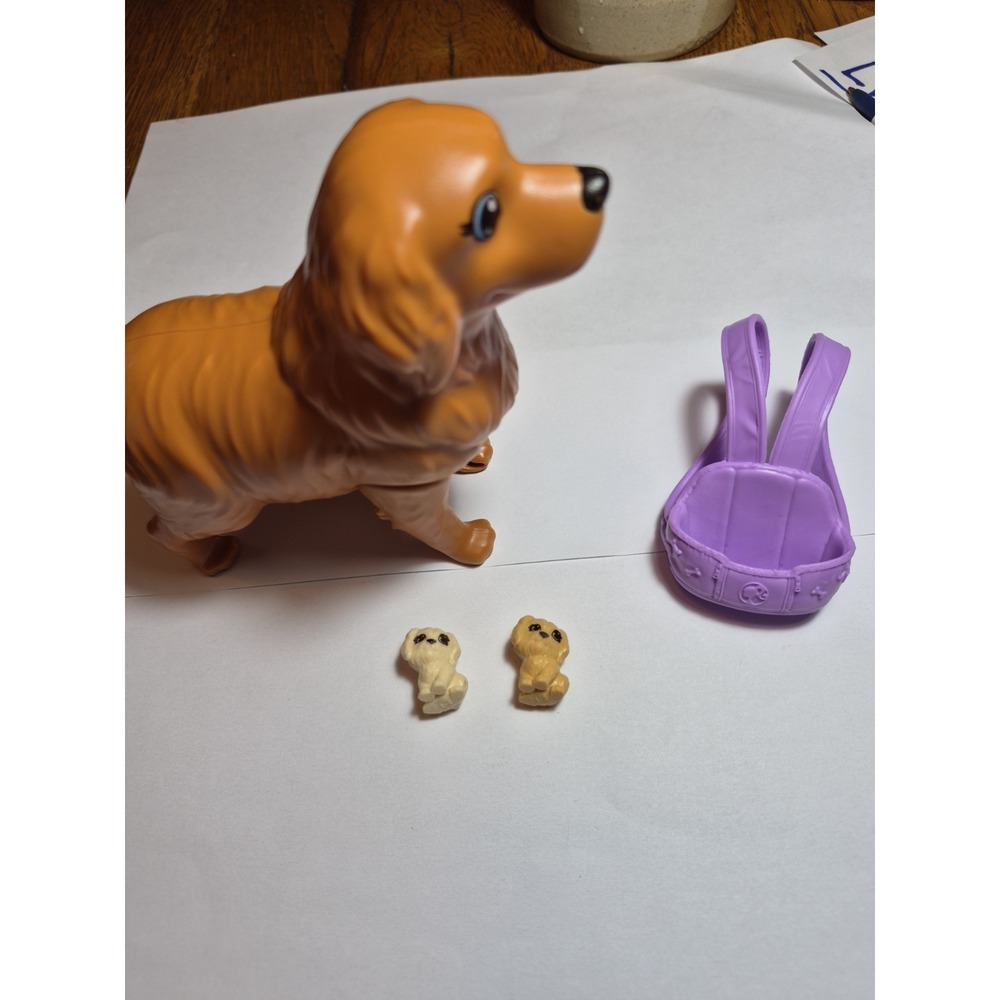 Mattel Barbie Pet Golden Retriever Pregnant Dog Taffy With Newborn Puppy